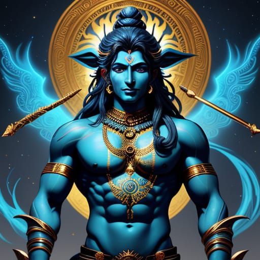 Lord Shiva in Underwear: Vibrant Anime-Style Digital Art