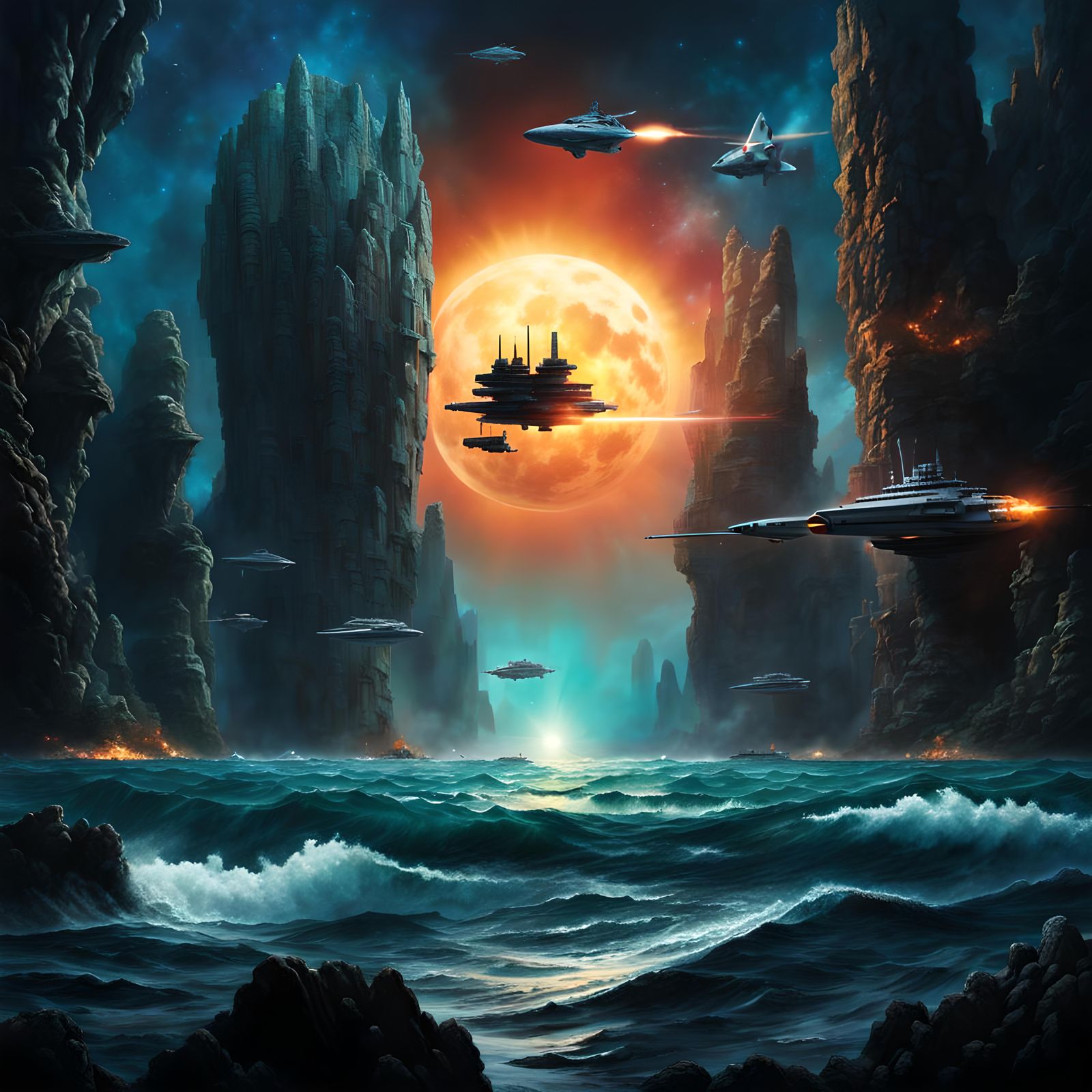 Novel Cover: Space Battleship in Deep Sea