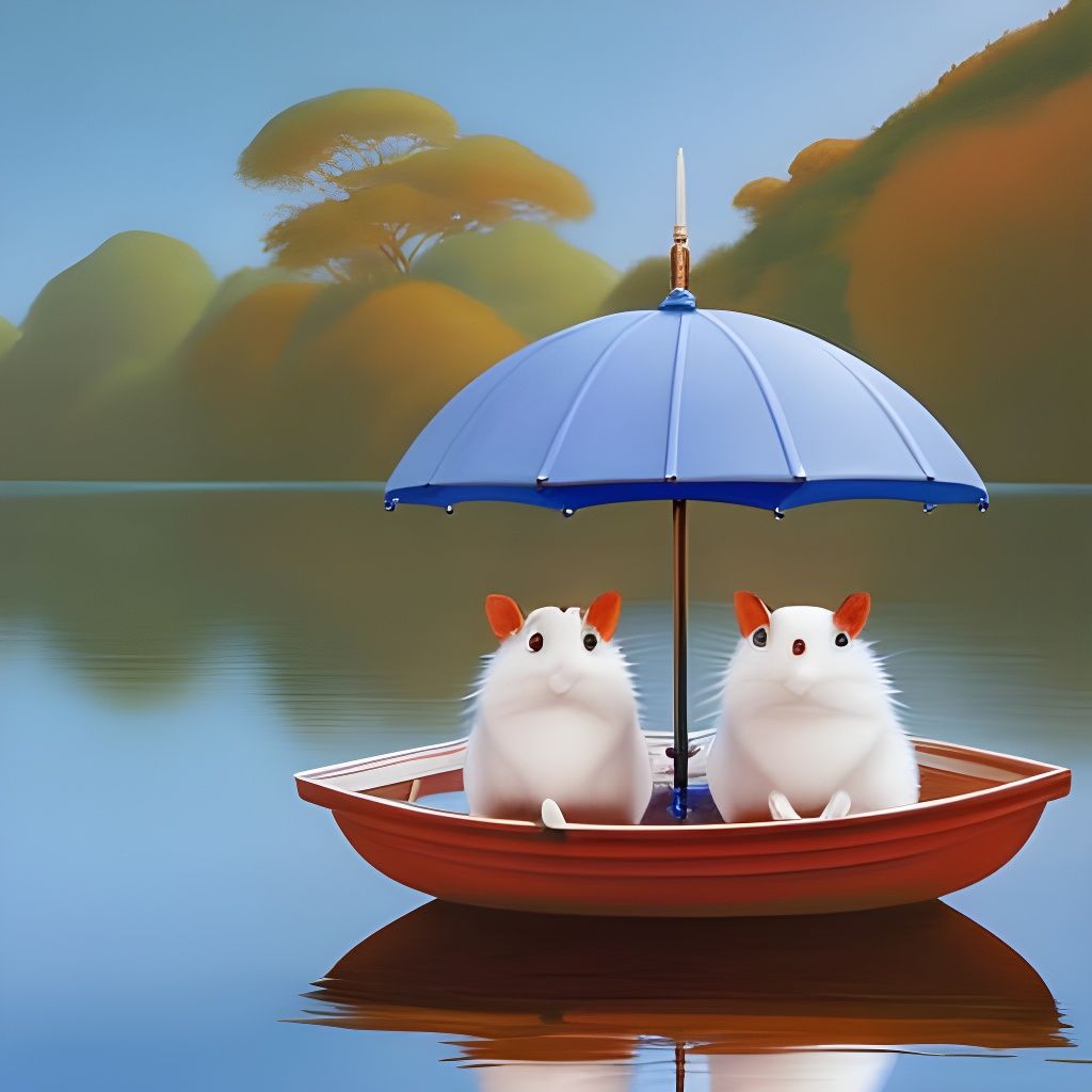 Hamsters on a River in Anime Style