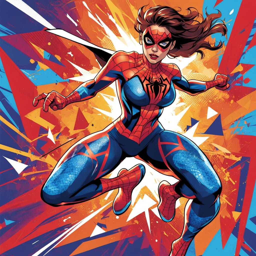 Dynamic Spidergirl in Marvel-Inspired Comic Book Style