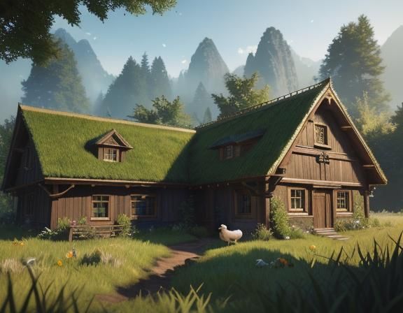Hobbit and Hens in Lush Farm: 3D Game Cinematic
