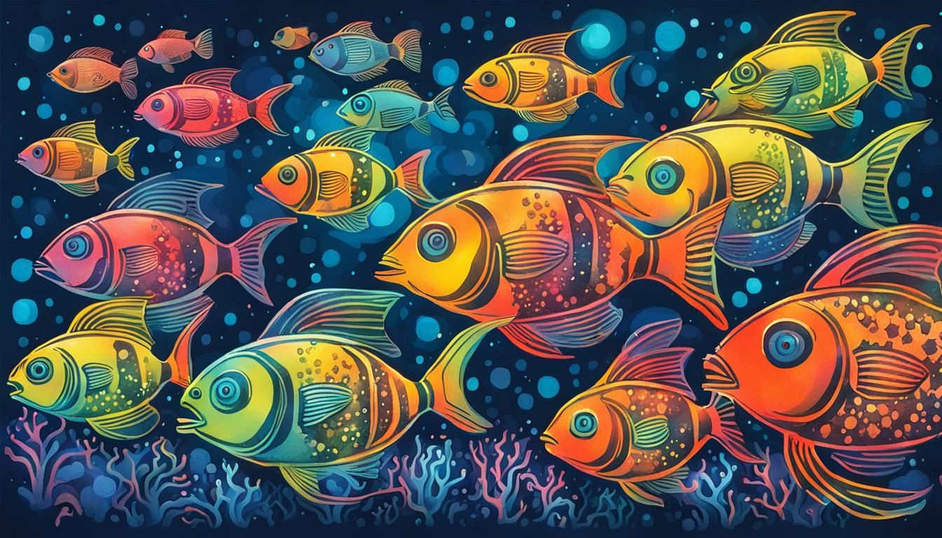 Shiny Robotic Fish in Colored Ink
