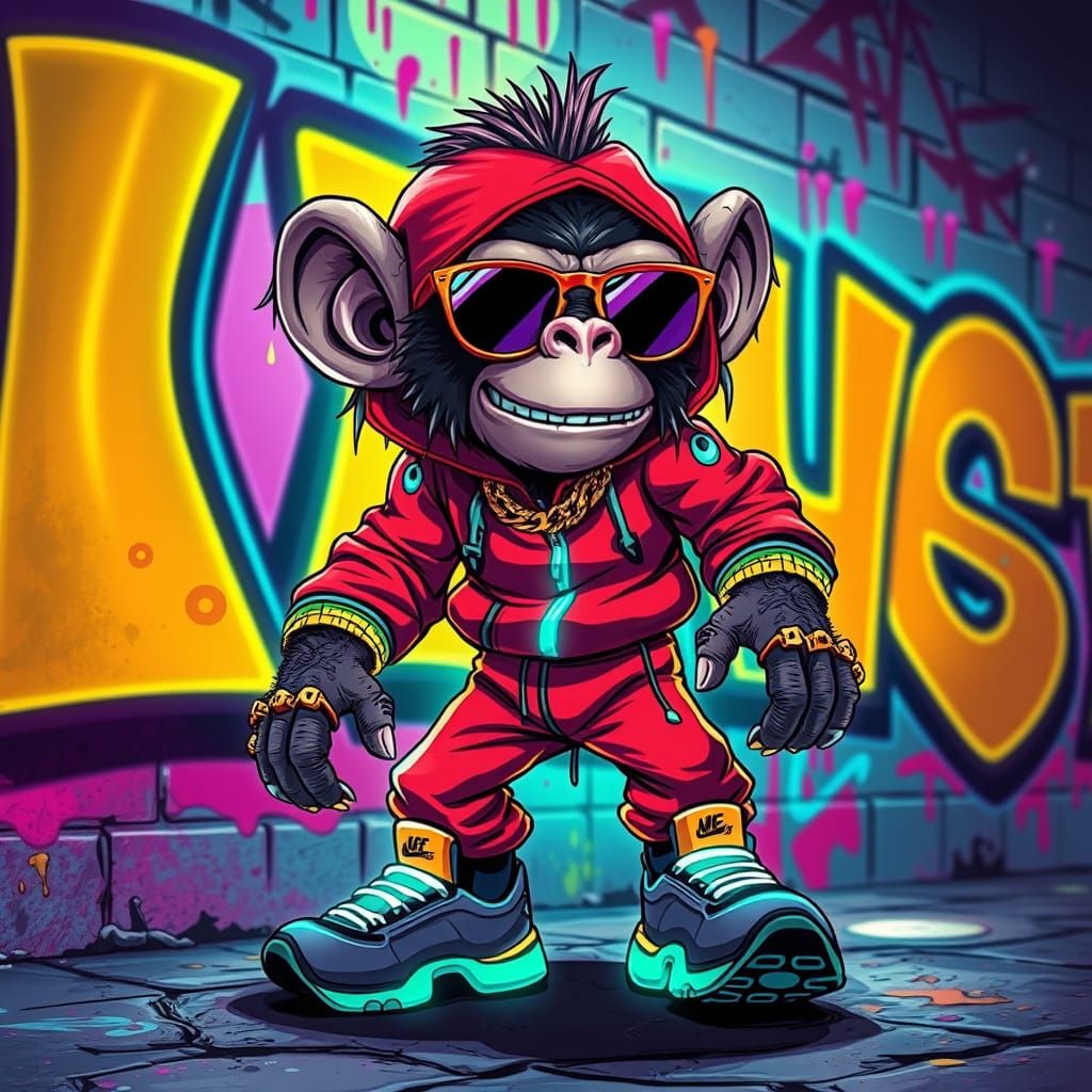 Cartoon Mutant Ape in Futuristic Sportswear