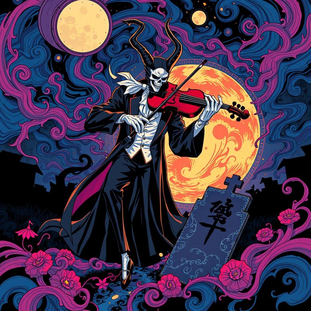 Death Plays Fiddle in Anime Key Visual Style