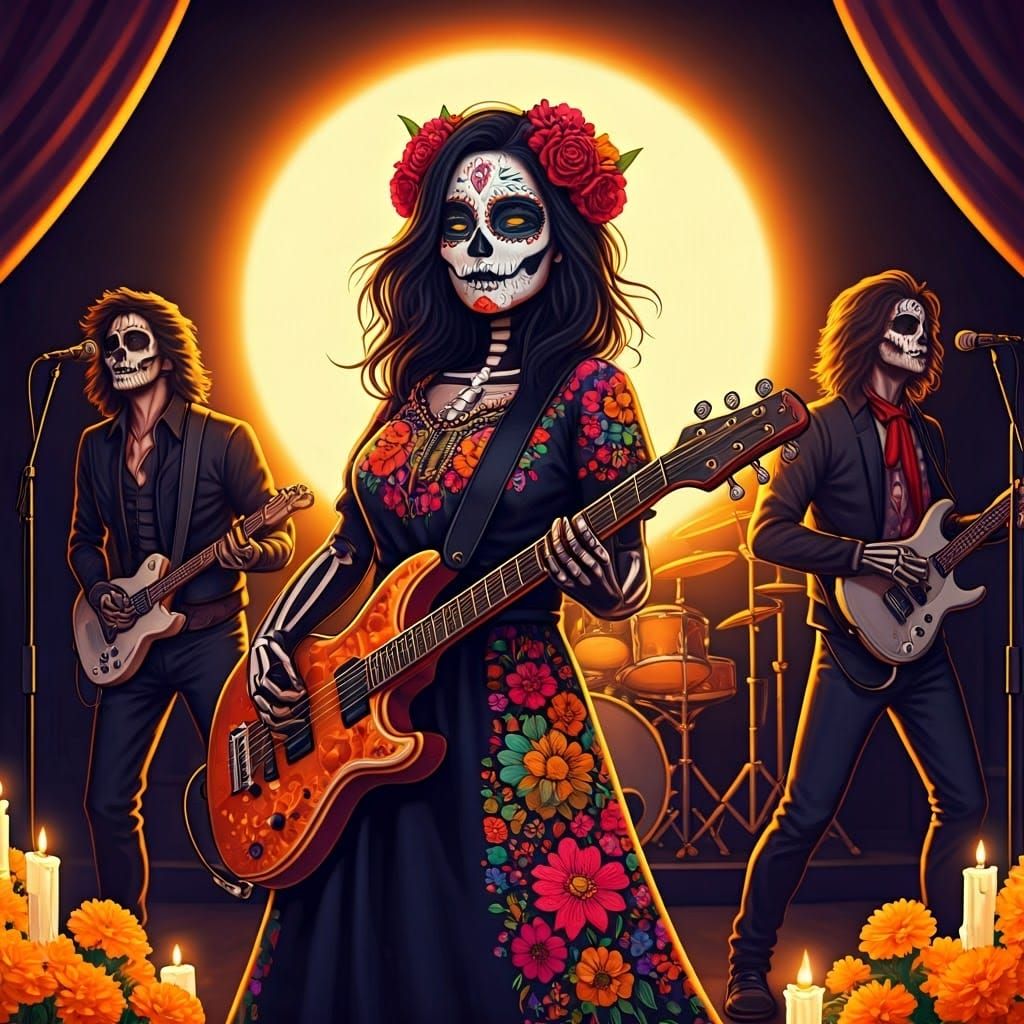 Dia de los Muertos Rock Band Performance
