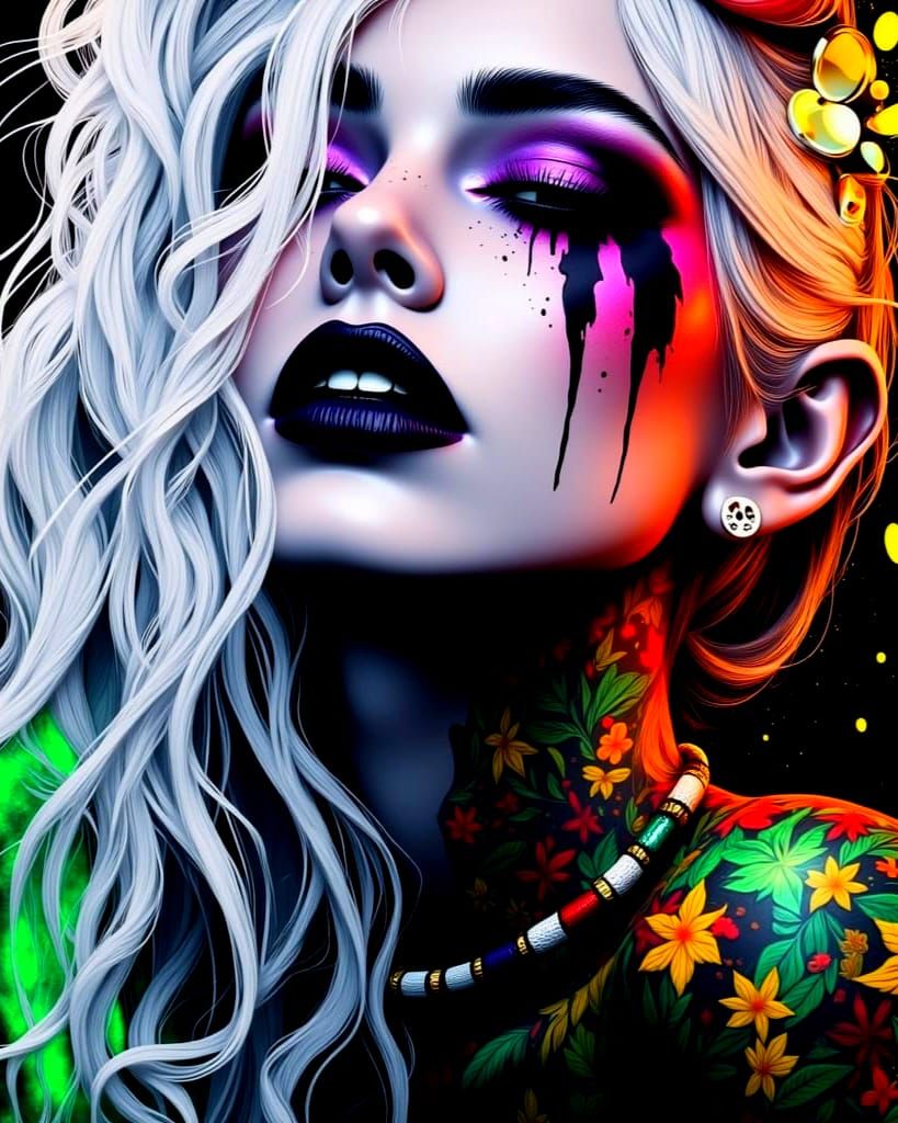 Cyberpunk Portrait with Futuristic Digital Art Style