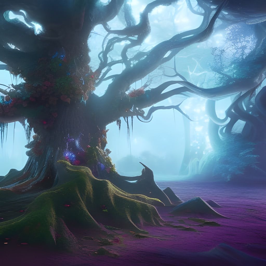 Enchanted Mystical Tree in Detailed Matte Painting