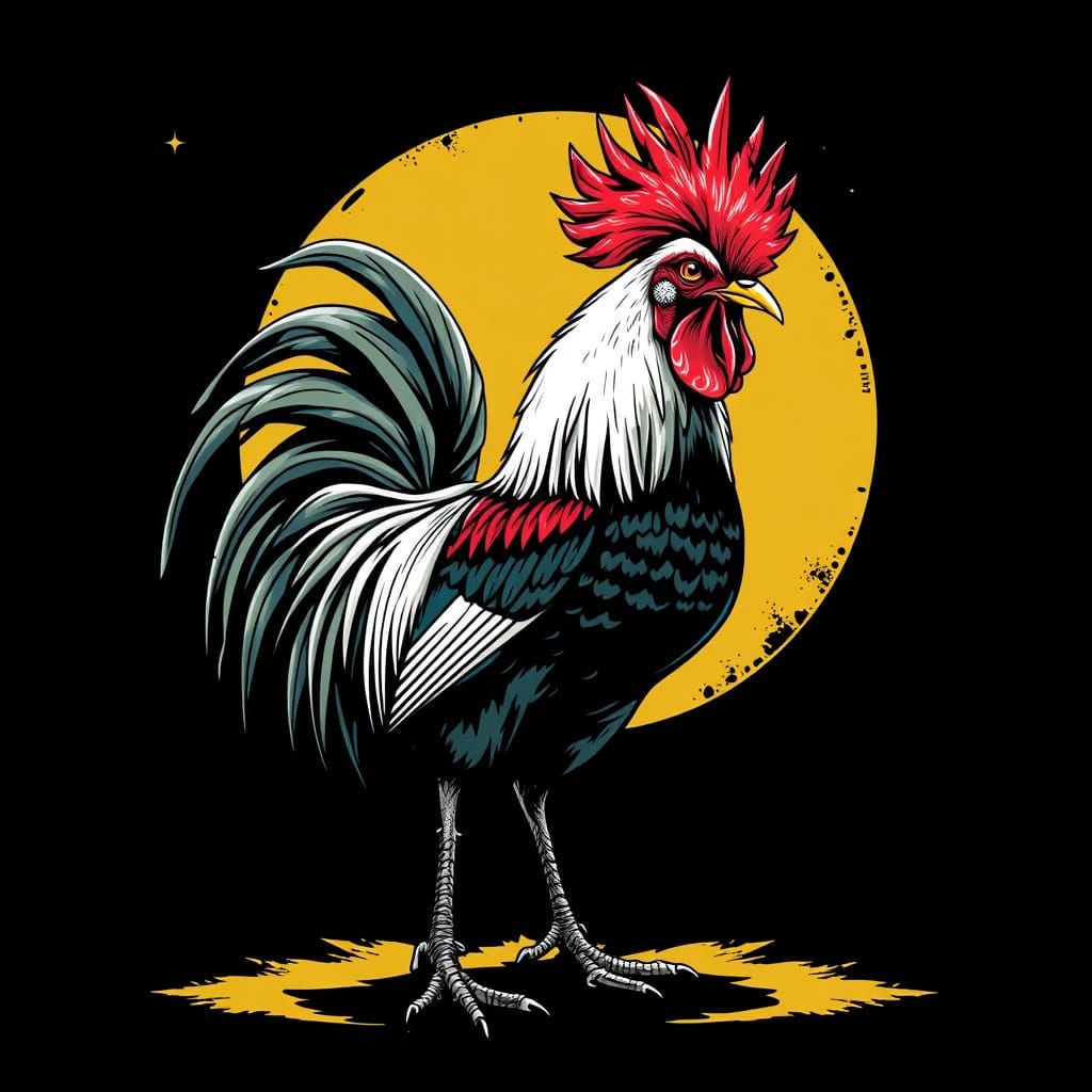 Punk Rooster Digital Art Illustration