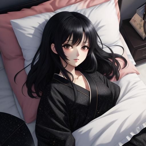 Chibi Girl Sleeping on Starry Sheets