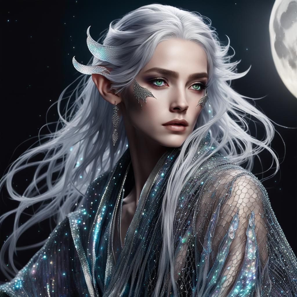 Ethereal Elf in Iridescent Robe