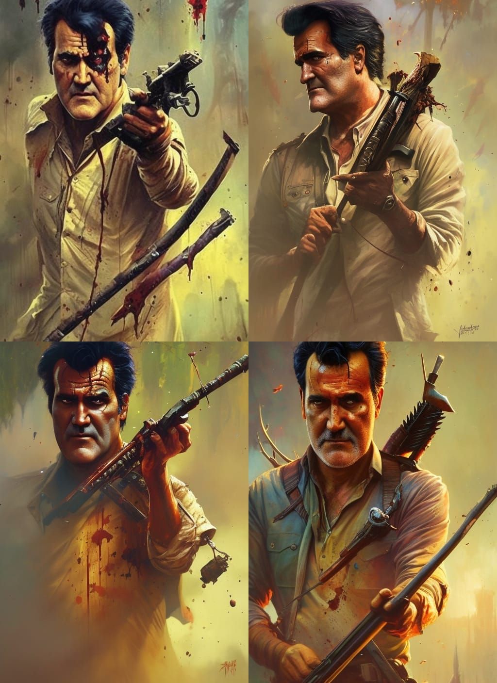 Ash in Evil Dead: Crayon Caricature