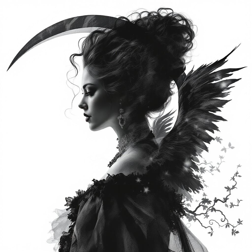 Majestic Death Angel Silhouette in Royal Splendor