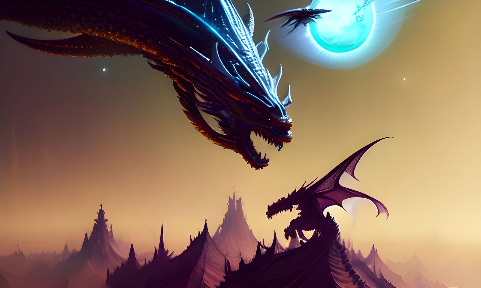 Celestial Space Dragon in Matte Painting Style