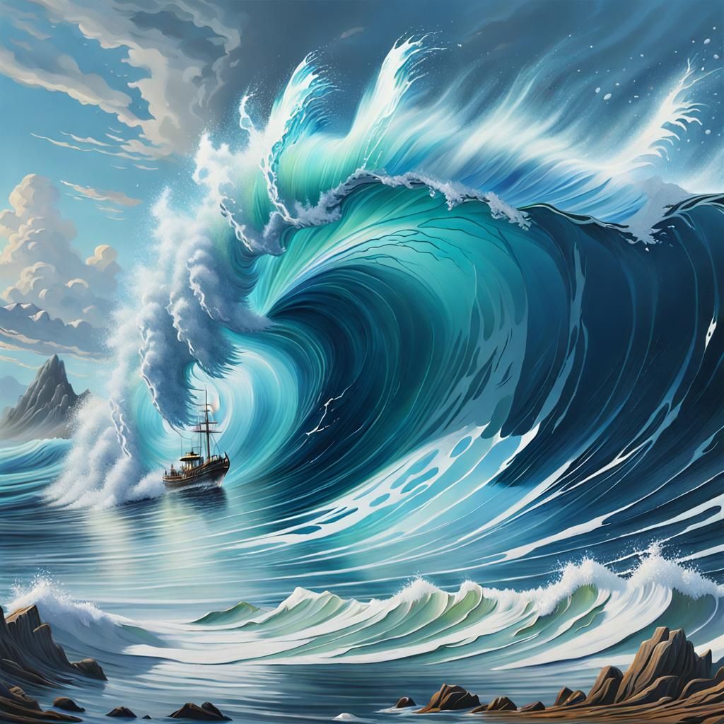 Water Horse Emerges from Ocean Wave