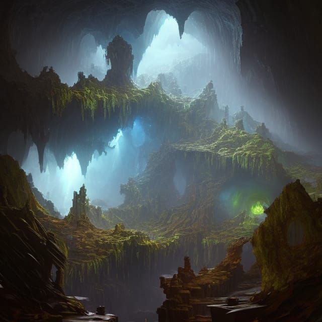 Mystical Ballroom Cave Grotto: Epic Fantasy Art