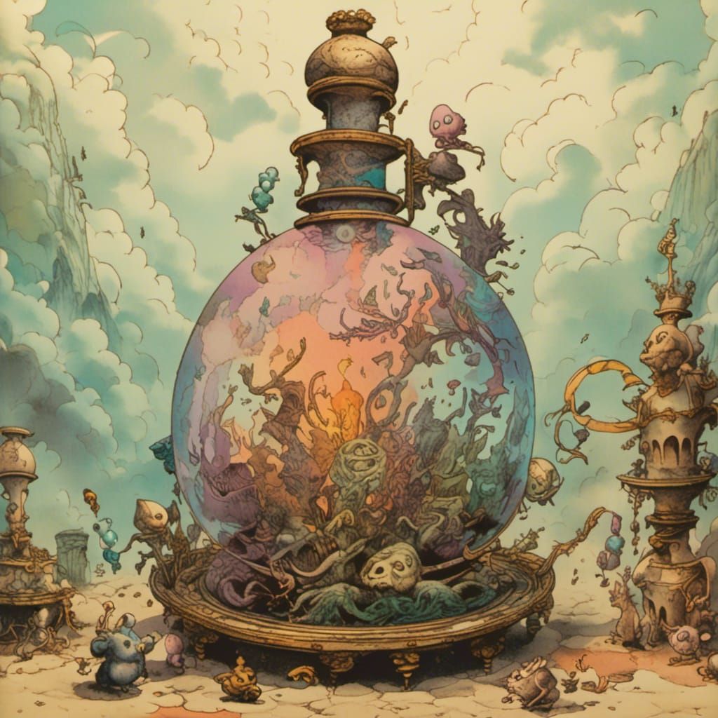 Fuming Surreal Potion by Alchemist in 3D Style