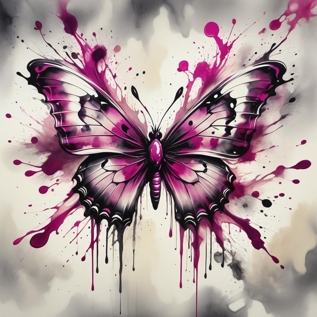 Surreal Butterfly in Flight: Rorschach Ink Art