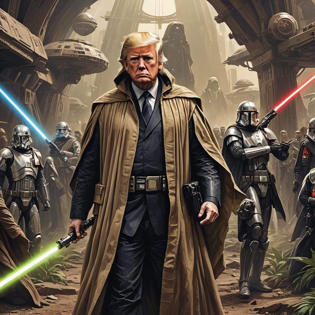 Trump as Jedi Knight in Solarpunk Style