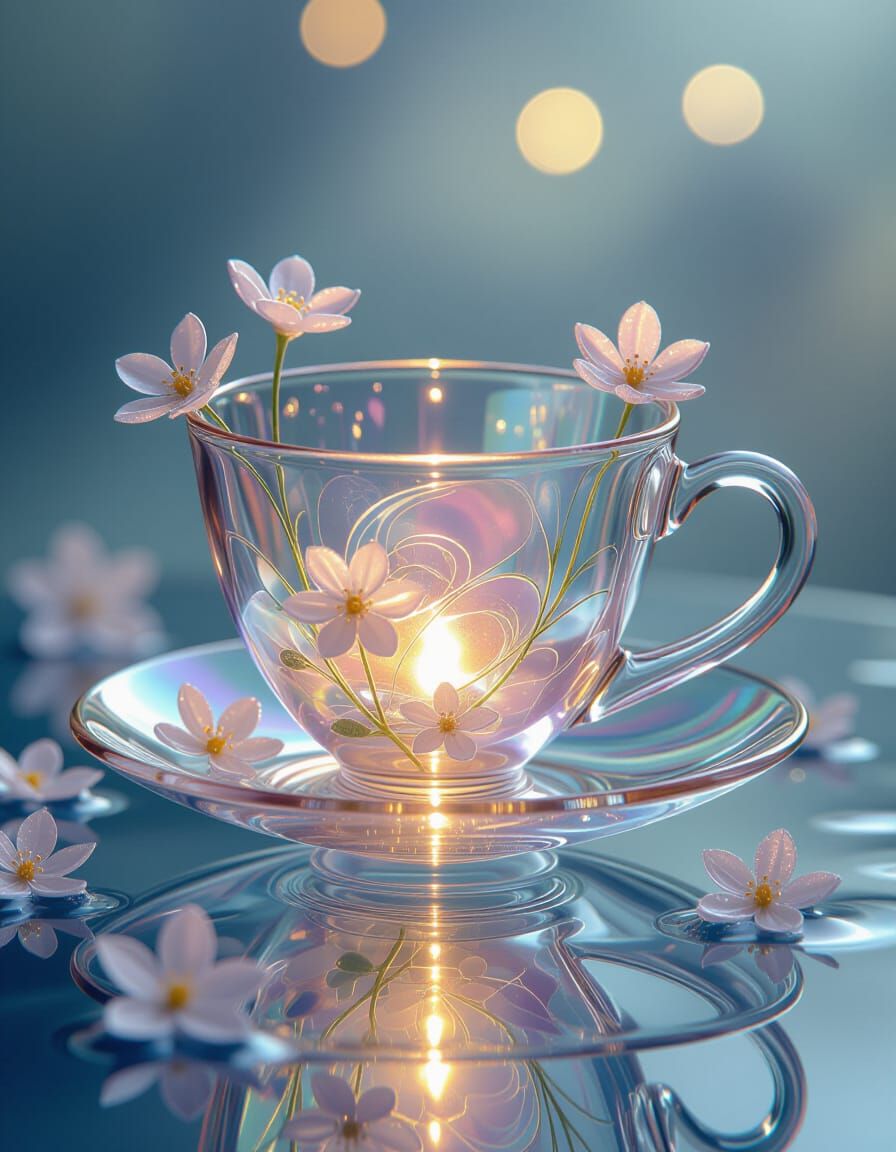 iridescent glass teacup