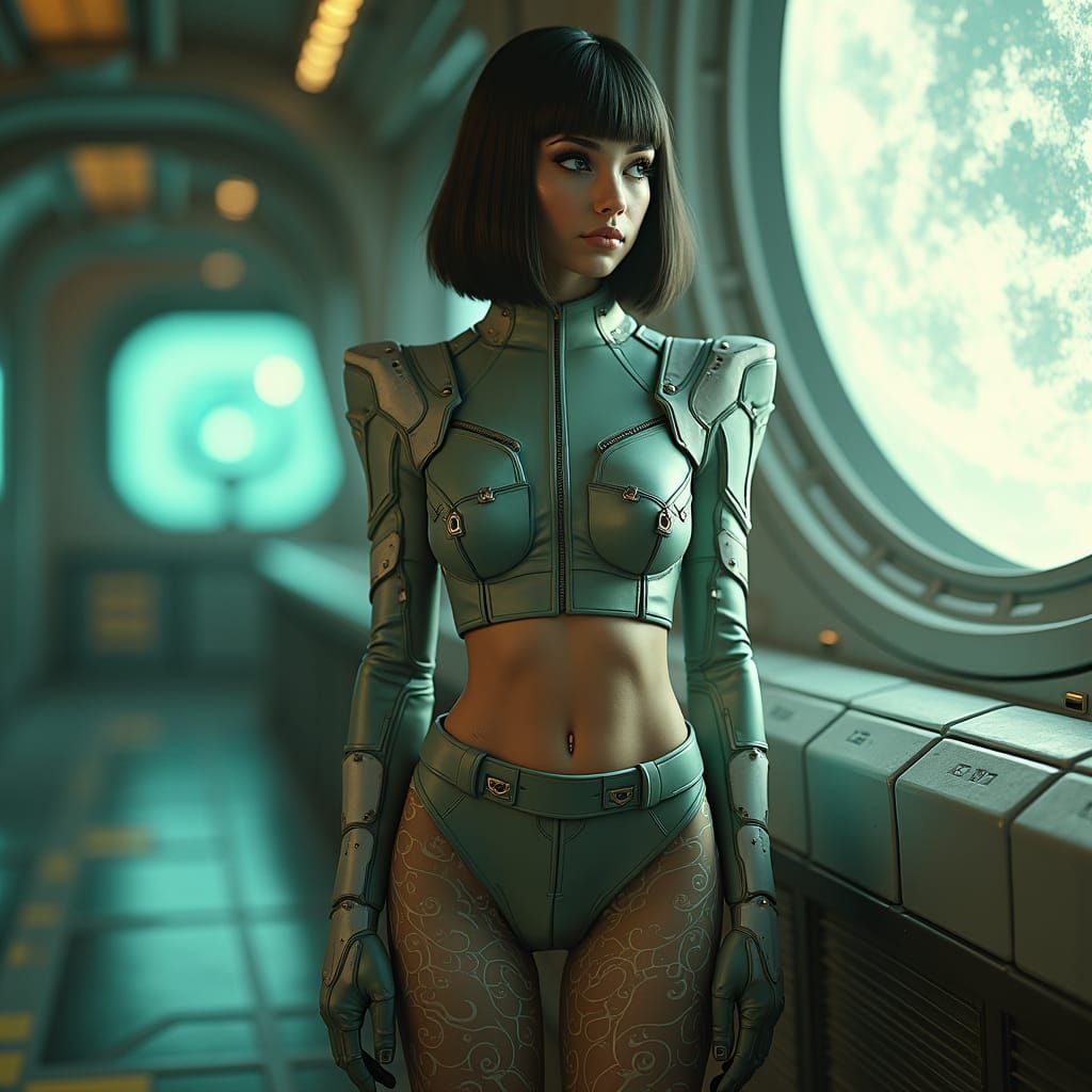 Confident Space Officer in Futuristic Uniform
