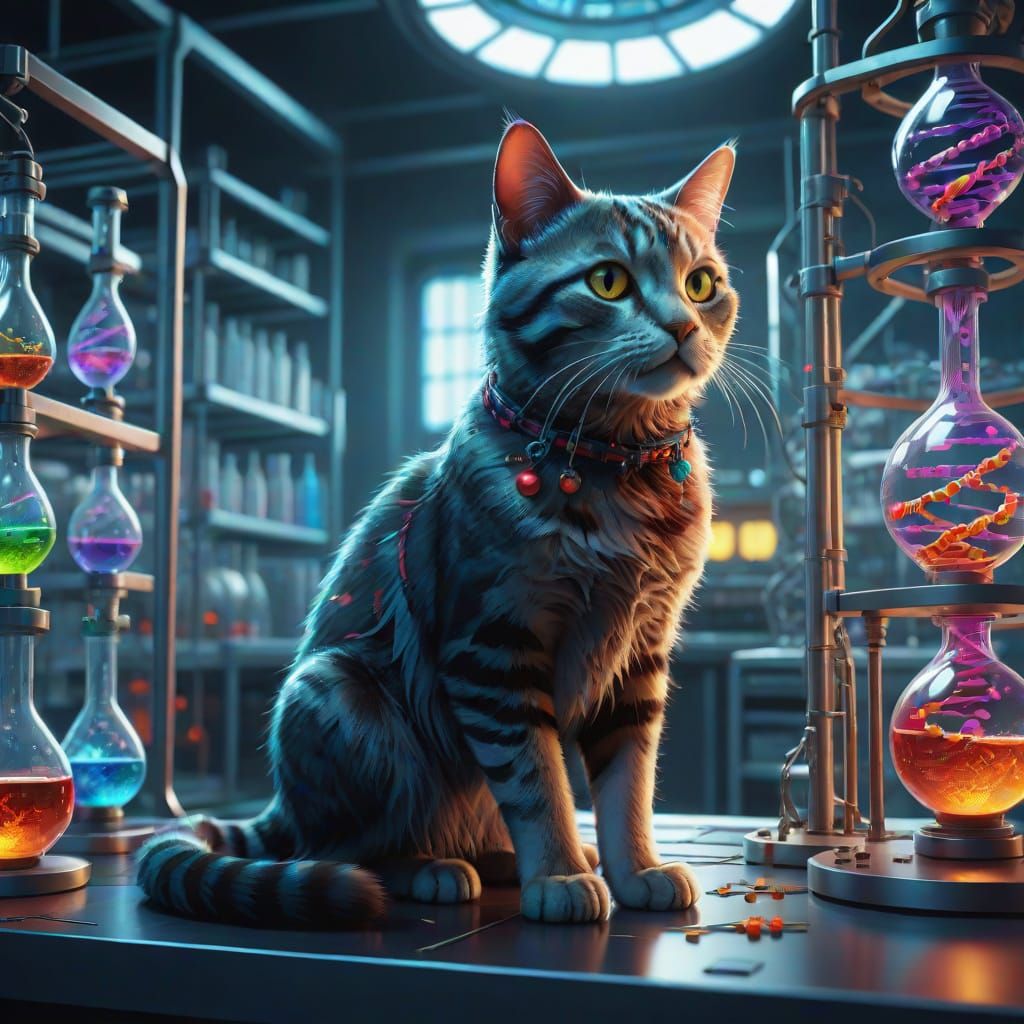 Cat in DNA Lab Concept Art