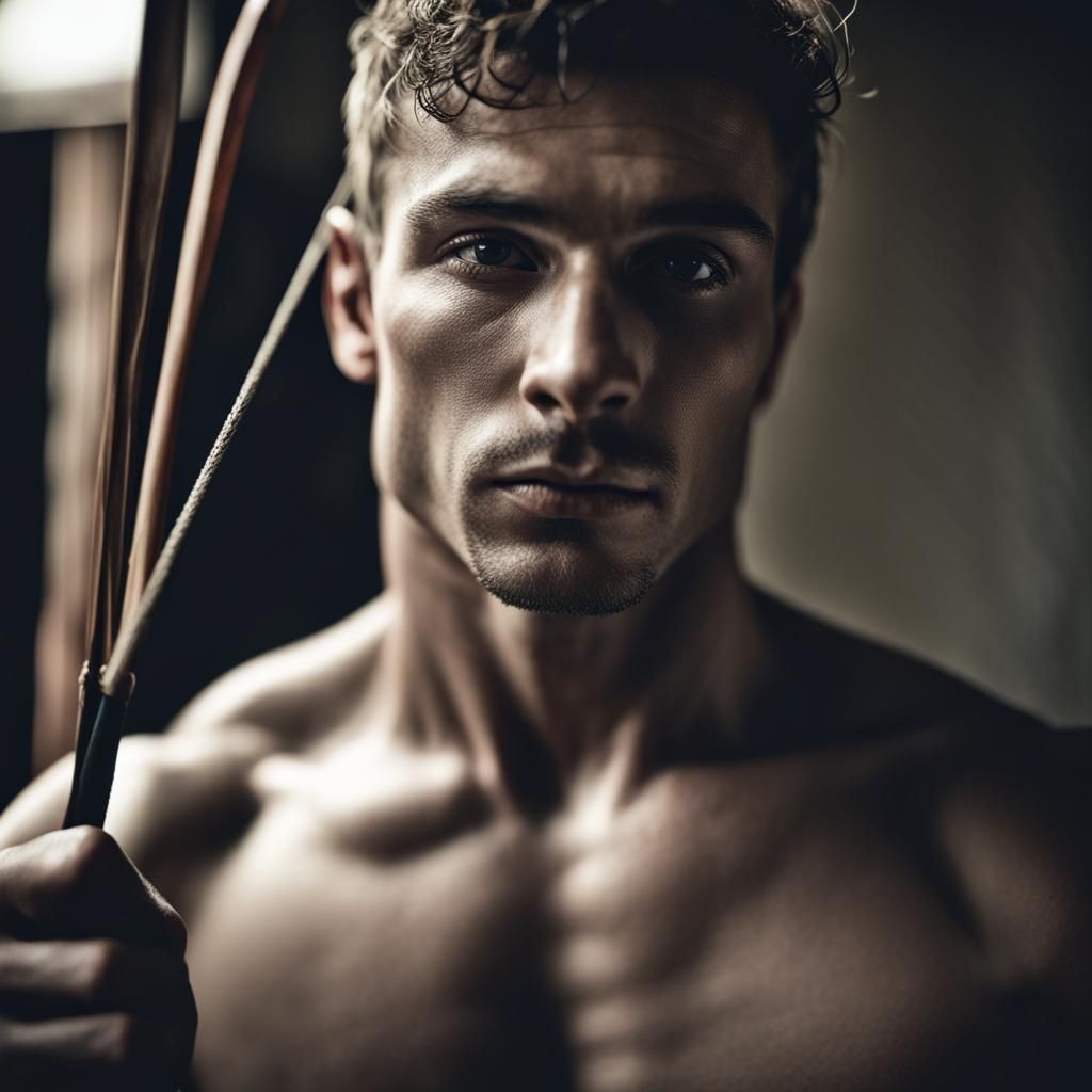 Muscular Bowman Portrait in Hyperrealistic Style