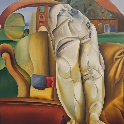 Surrealist Nude Portrait in Lucian Freud Style