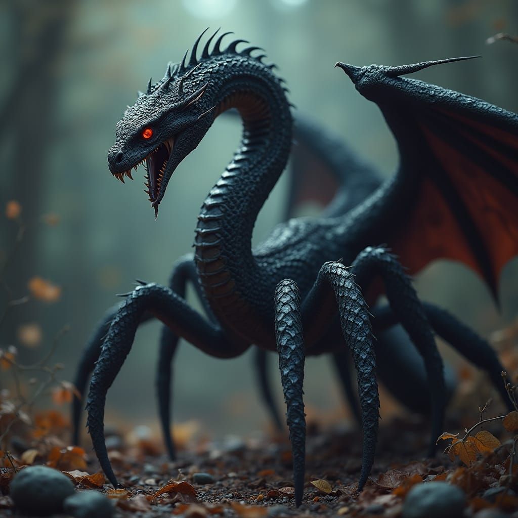 Mystical Snake-Spider-Dragon Creature in Rich Cinematic Styl...