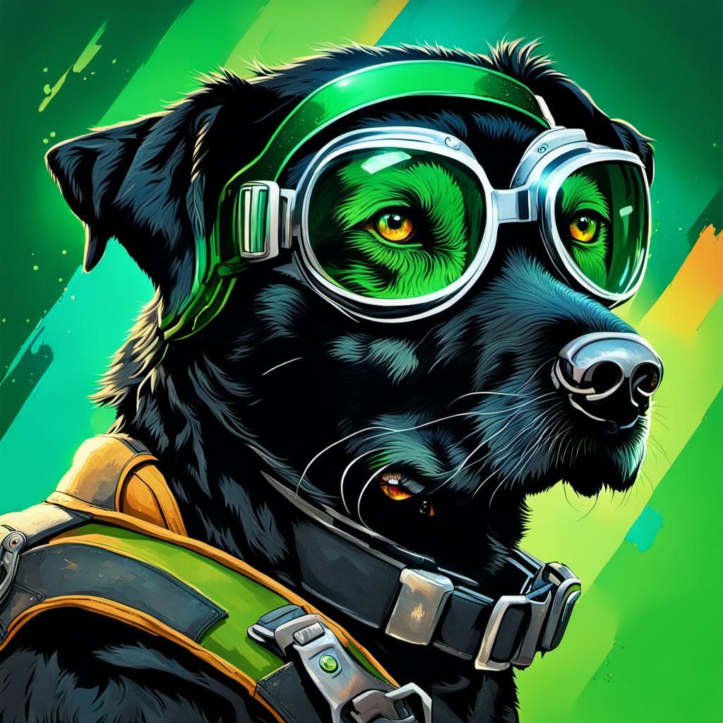 Dog with Goggles Carries Woman: Hyperrealistic Art