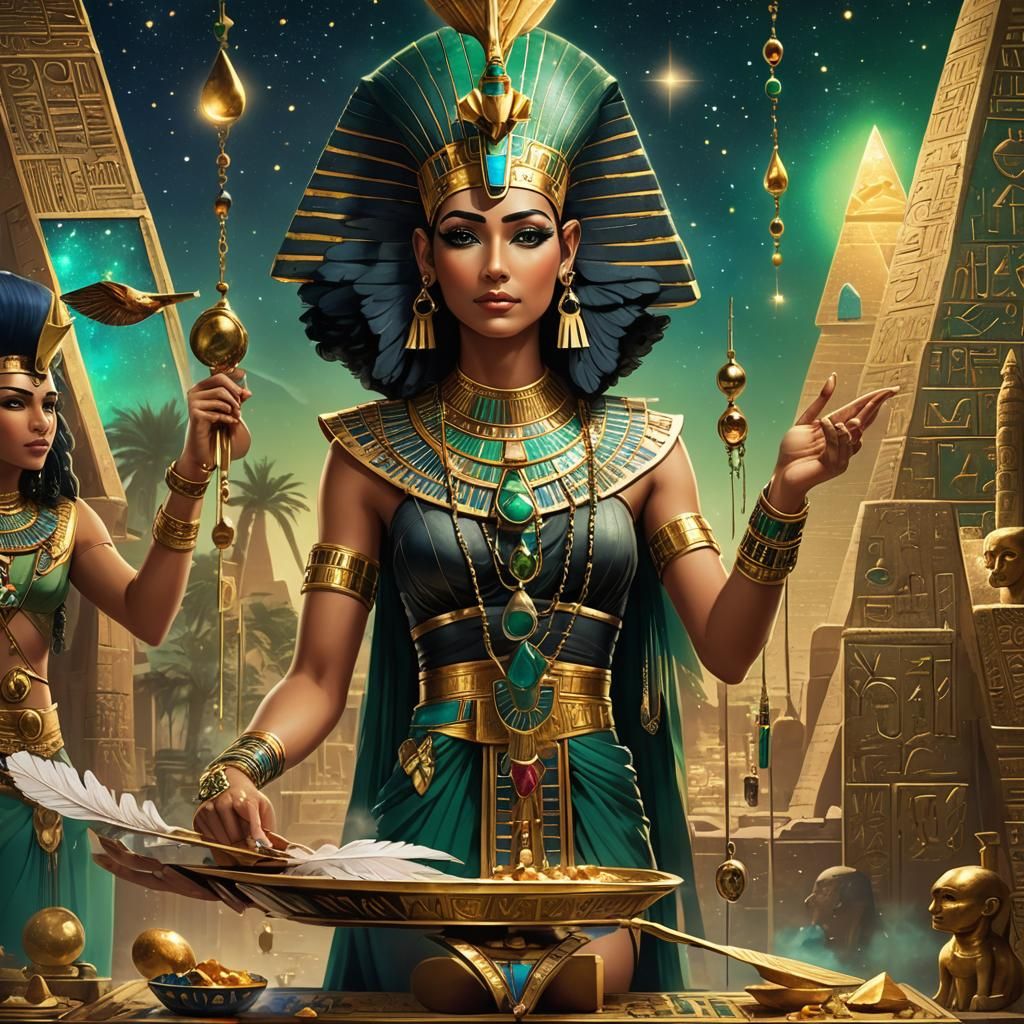 Egyptian Goddess Ma'at Weighs a Feather