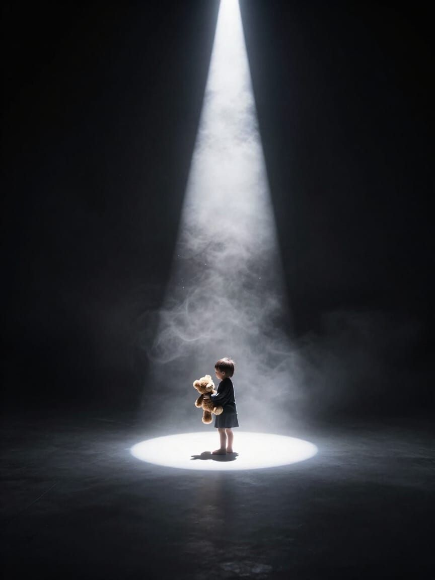 Solitary Figure in Dramatic Light and Shadow