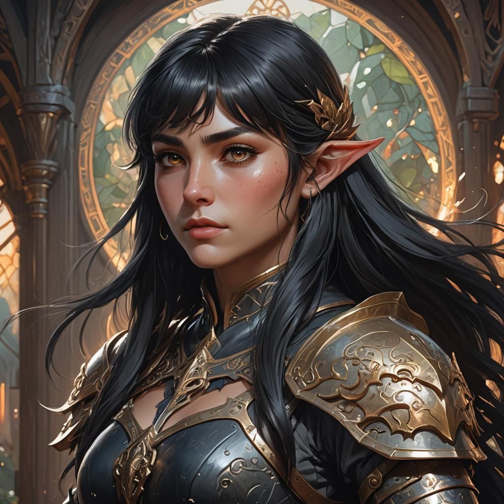 Elven Woman Portrait in Hyperdetailed Digital Art