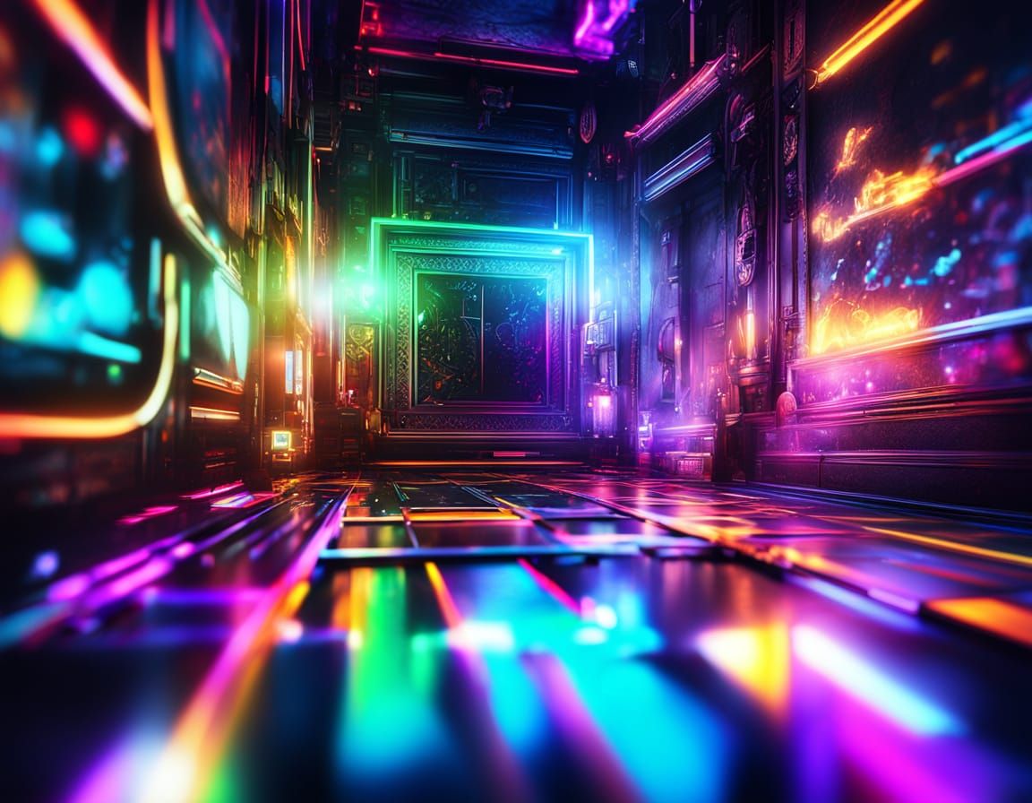 Prism Light Refraction in Vibrant Neon Colors