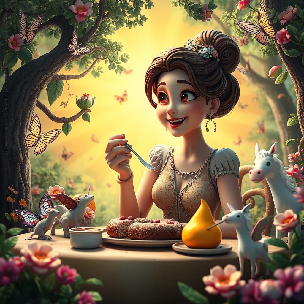 Magical Forest Brunch in 3D Digital Art
