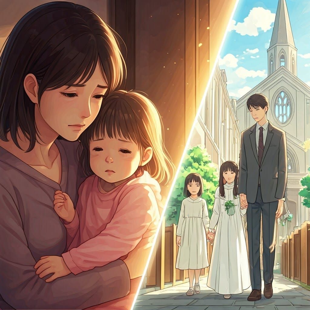 Sorrow and Joy: A Family Portrait in Anime Style