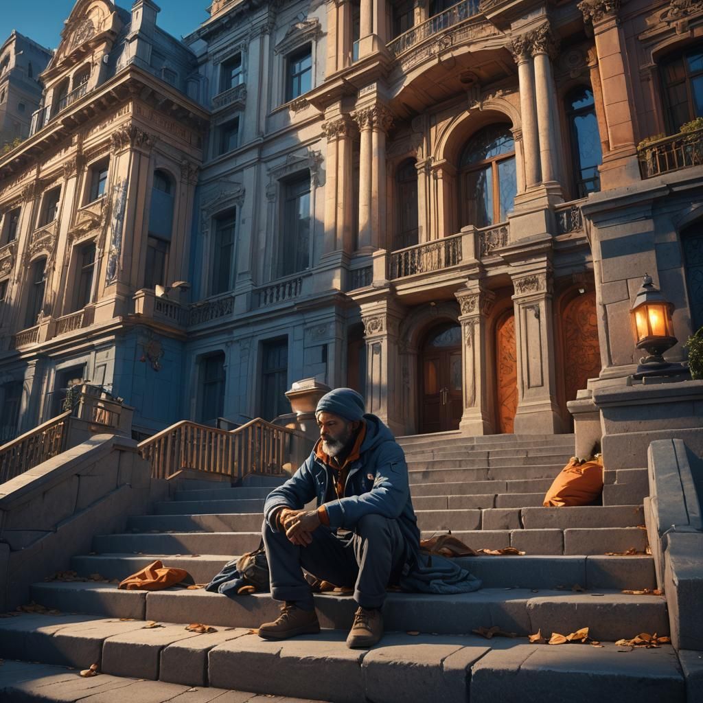 Homeless Man Sleeps: Matte Painting in Unreal Engine