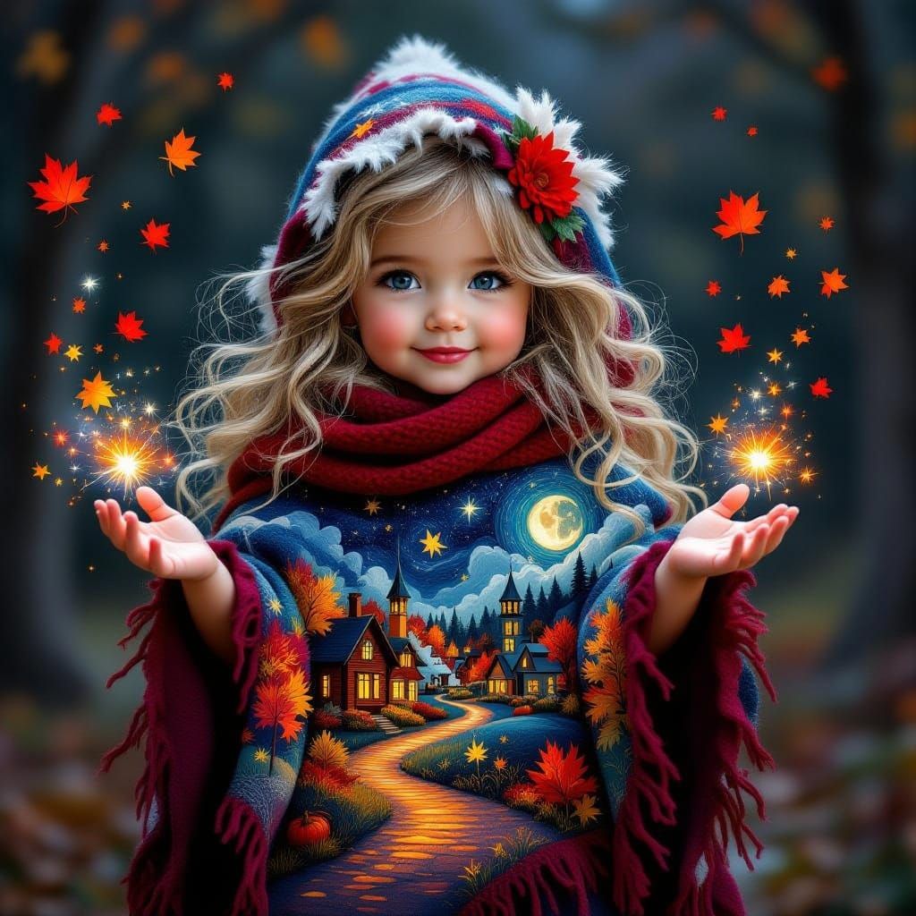 Infant Sorceress Creates Magical Down Art