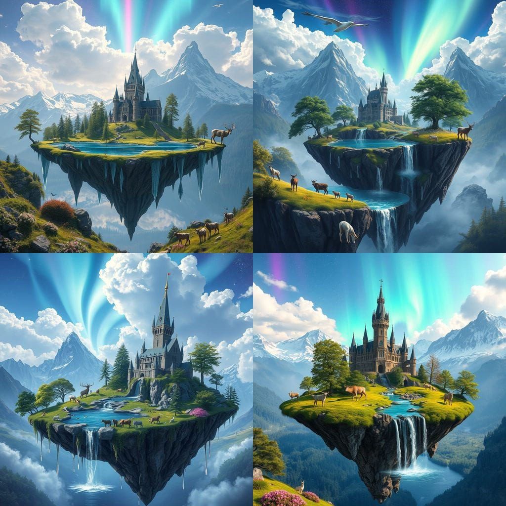 Fantasy Floating Island with Gothic Castle