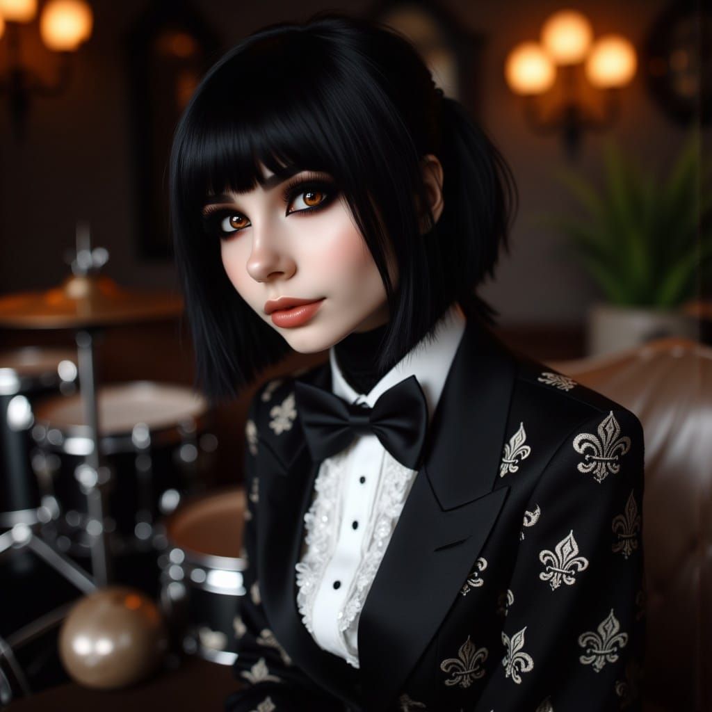 Enigmatic Drummer in Victorian Splendor