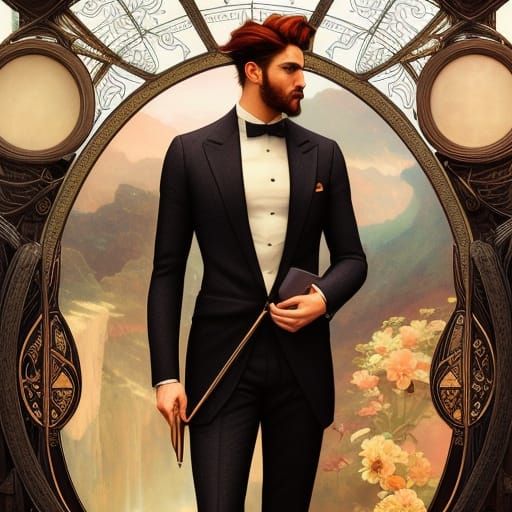 Detailed Portrait of Handsome Businessman in Photorealistic ...