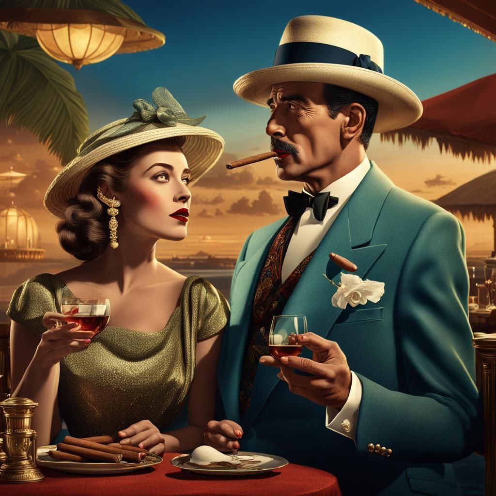 1950s Cuban Cigar Ad with Glamorous Couple