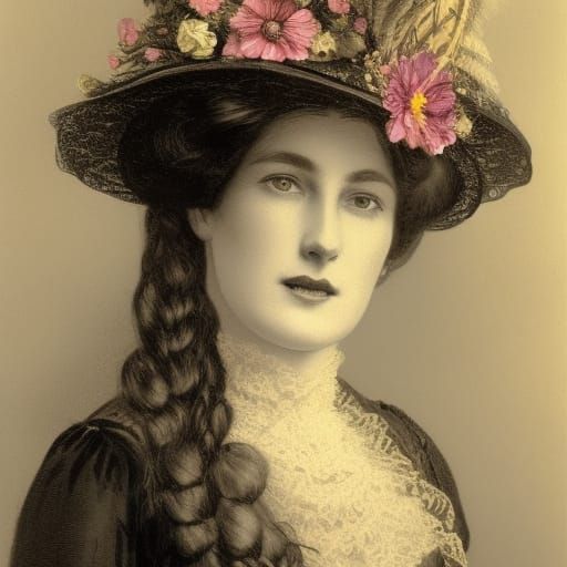 Victorian woman in fancy floral hat