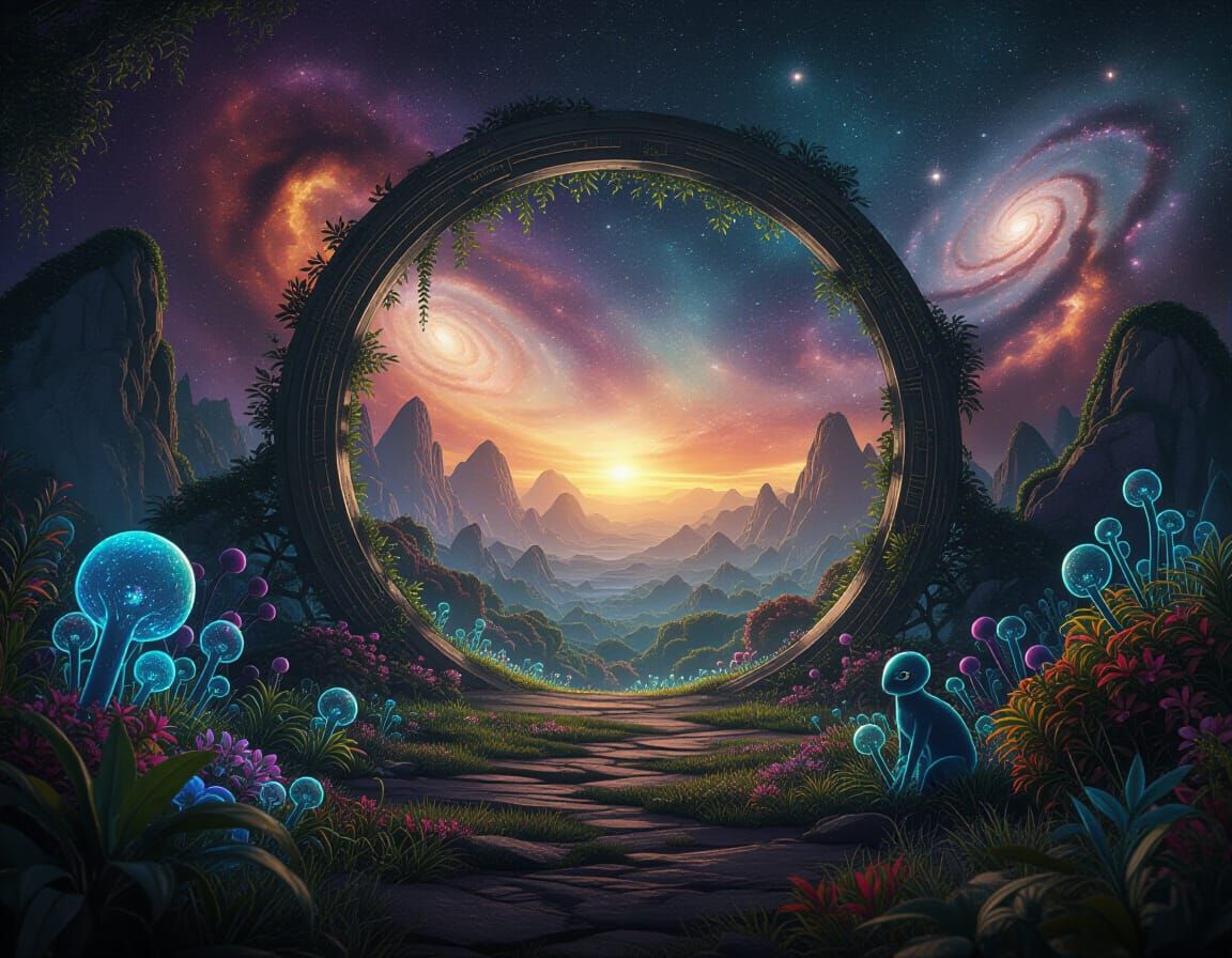 Bioluminescent Alien World Revealed Through Quantum Portal