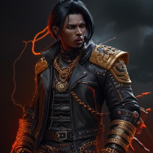 Thunder Skull with Leather Jacket, Matte Painting