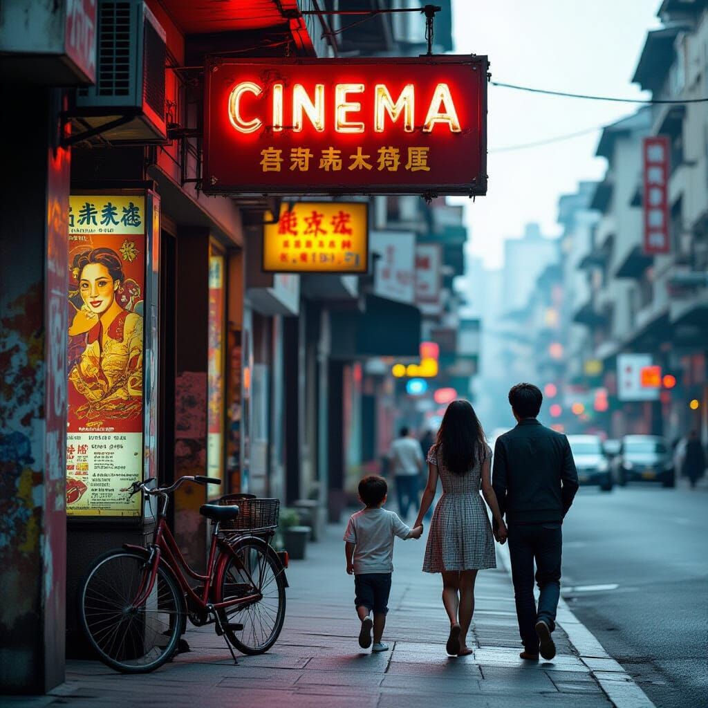 Gritty 1970s Street Scene with Nostalgic Film Aesthetic