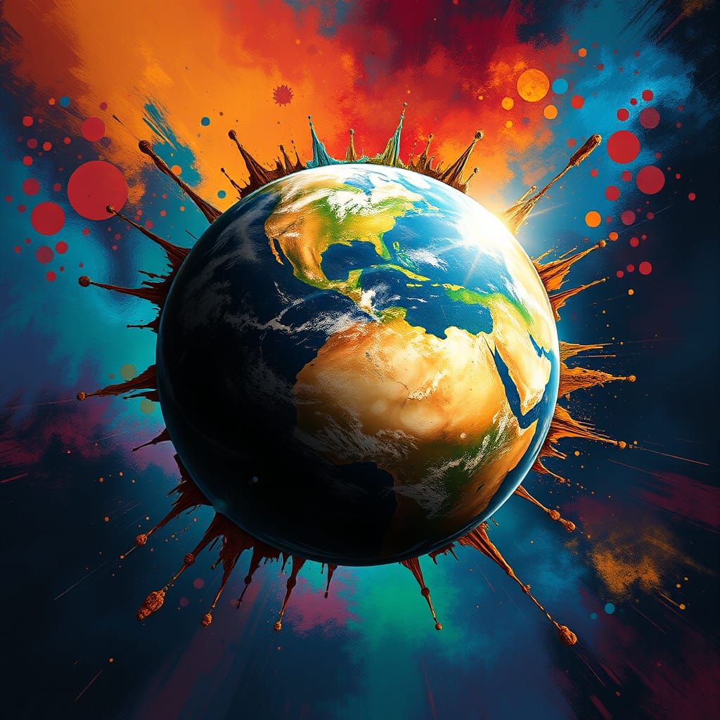 Hyperrealistic Earth Portrait in Splash Art Style