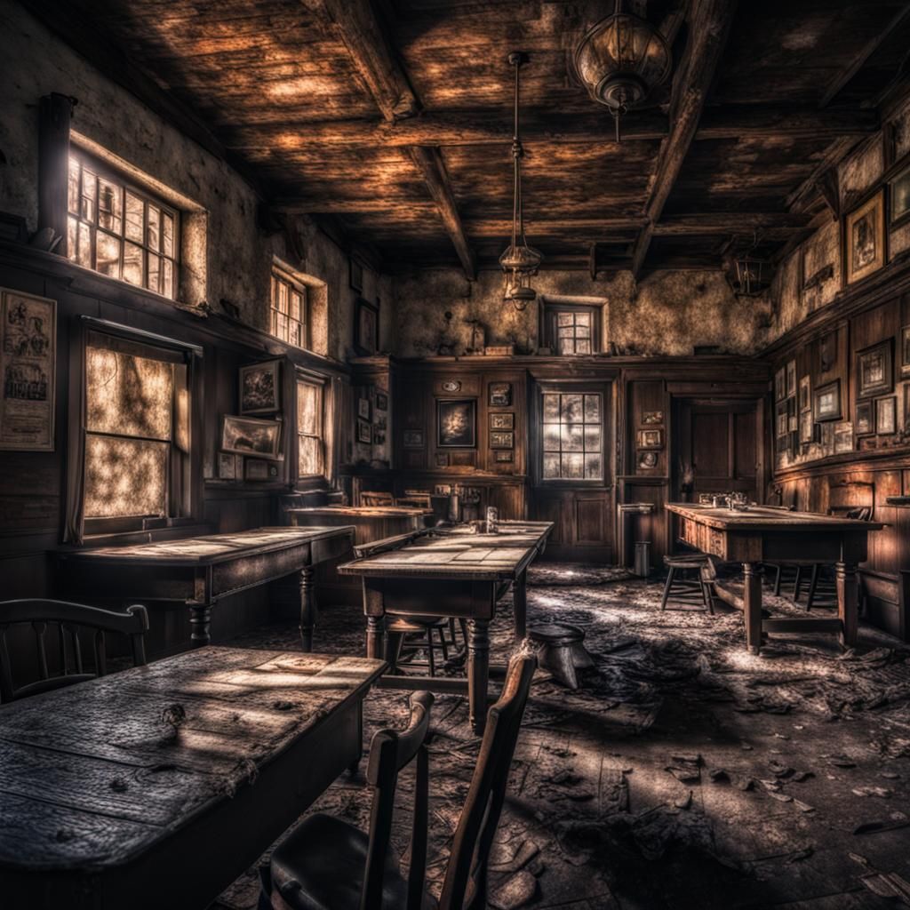 Abandoned Tavern in Hyperrealistic Style