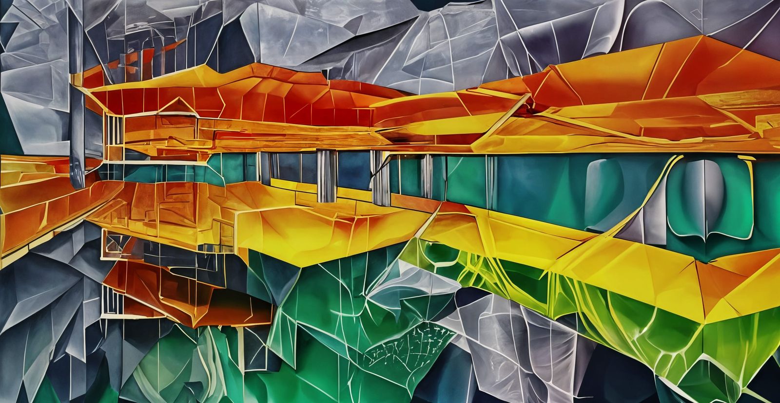 Fractal Cubist Masterpiece: Cloudy Sky and Infinite Staircas...