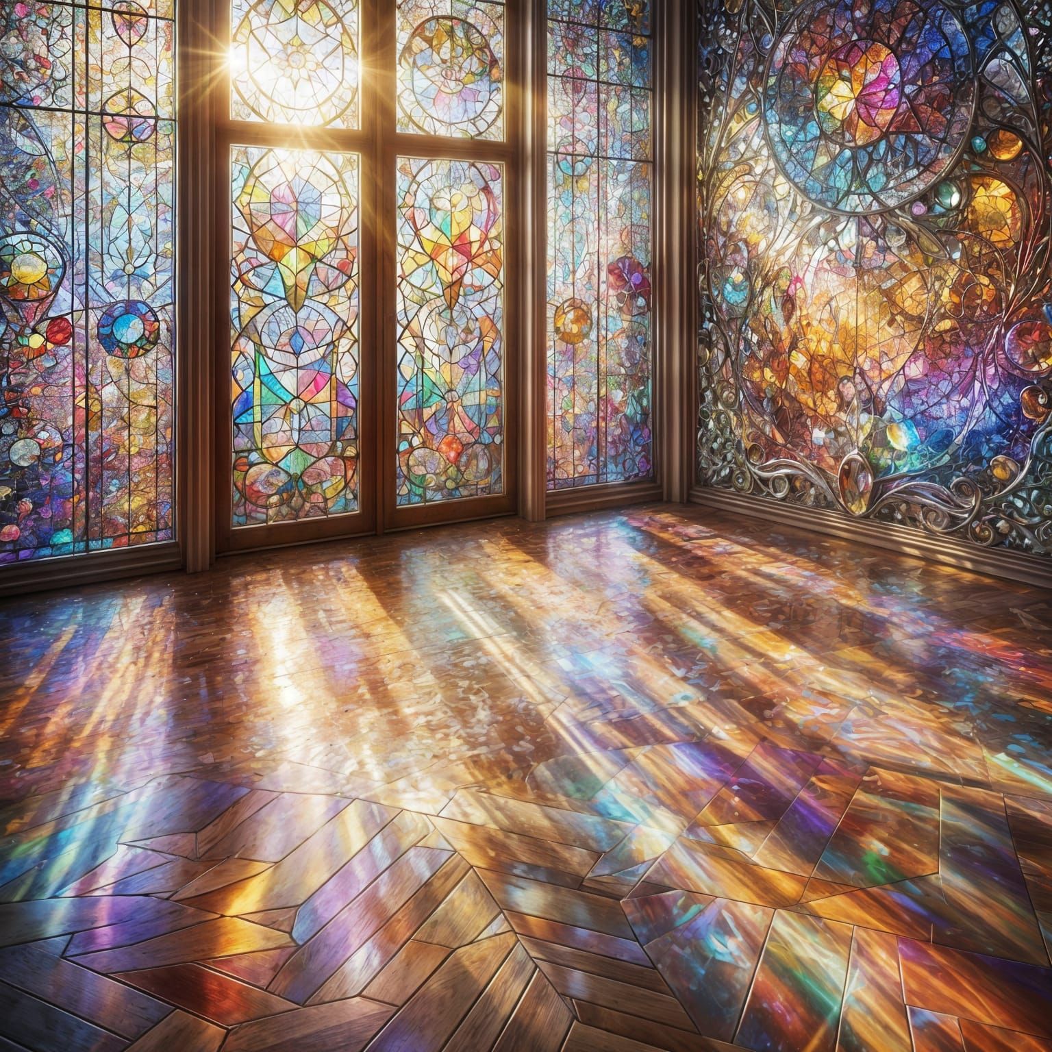 Prismatic Stained Glass Window Creates Rainbow Reflections