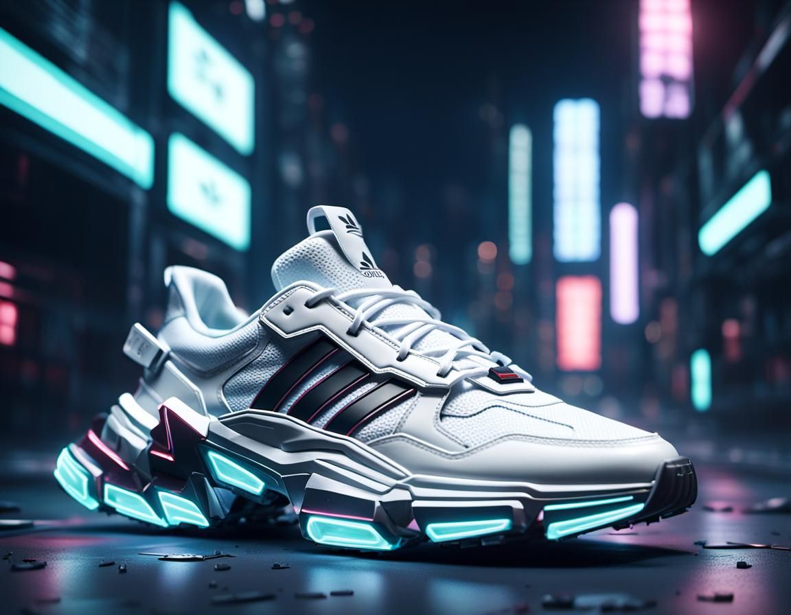 Adidas ozweego white with led light cyberpunk style